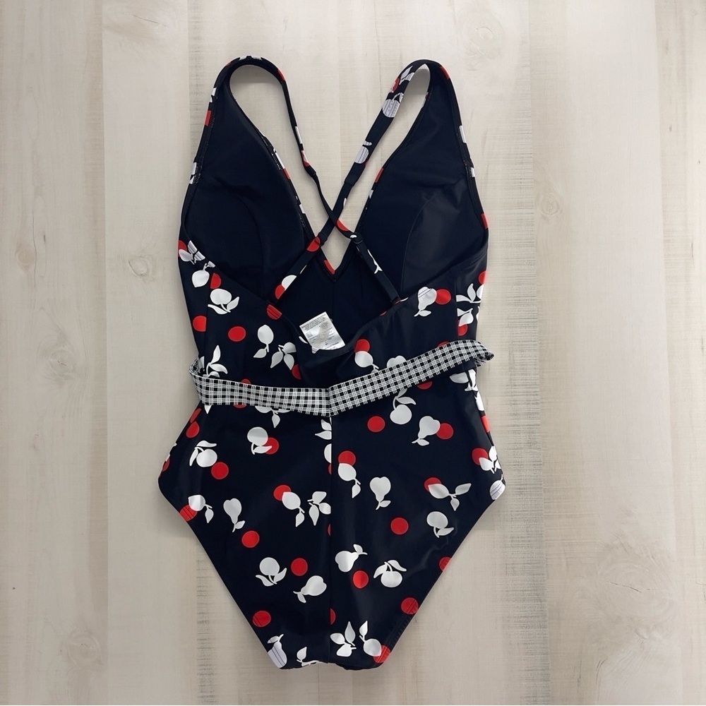 SKINNYDIPPERS cherry printed belted one piece swimsuit sexy vacation travel L - Picture 6 of 8